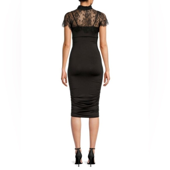 NEW The Fashion Poet Black Midi Sheath Dress and Lace Top - Picture 2 of 6